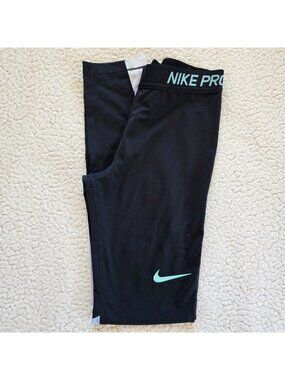 Nike Pro Womens Training Leggings Black W/ Iridescent Panels Size XL